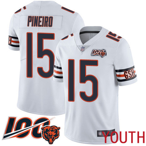 Chicago Bears Limited White Youth Eddy Pineiro Road Jersey NFL Football #15 100th Season Vapor Untouchable->youth nfl jersey->Youth Jersey
